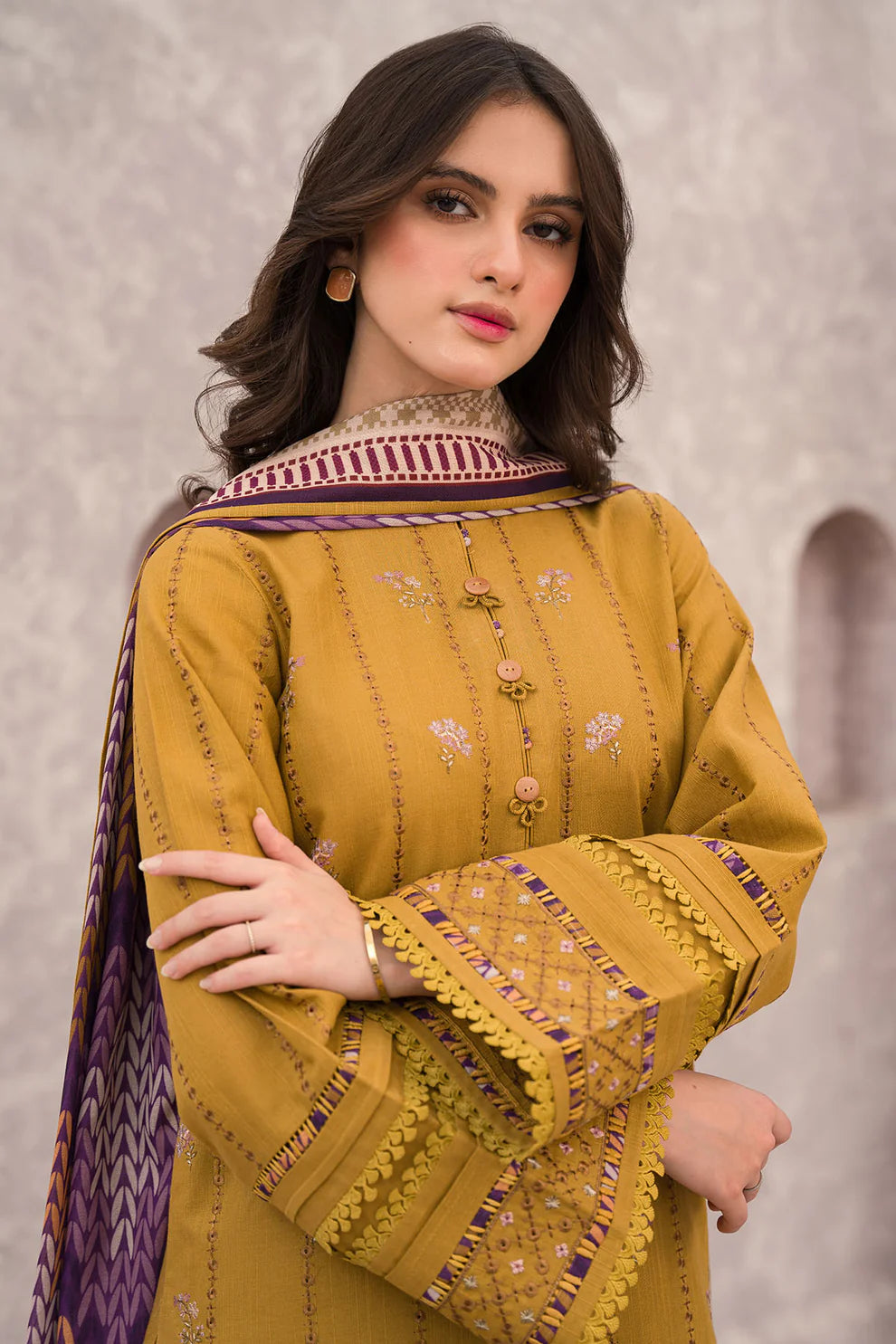 Jazmin D # 142 -01 | 3PC Luxury Lawn | Monar Printed Dupatta