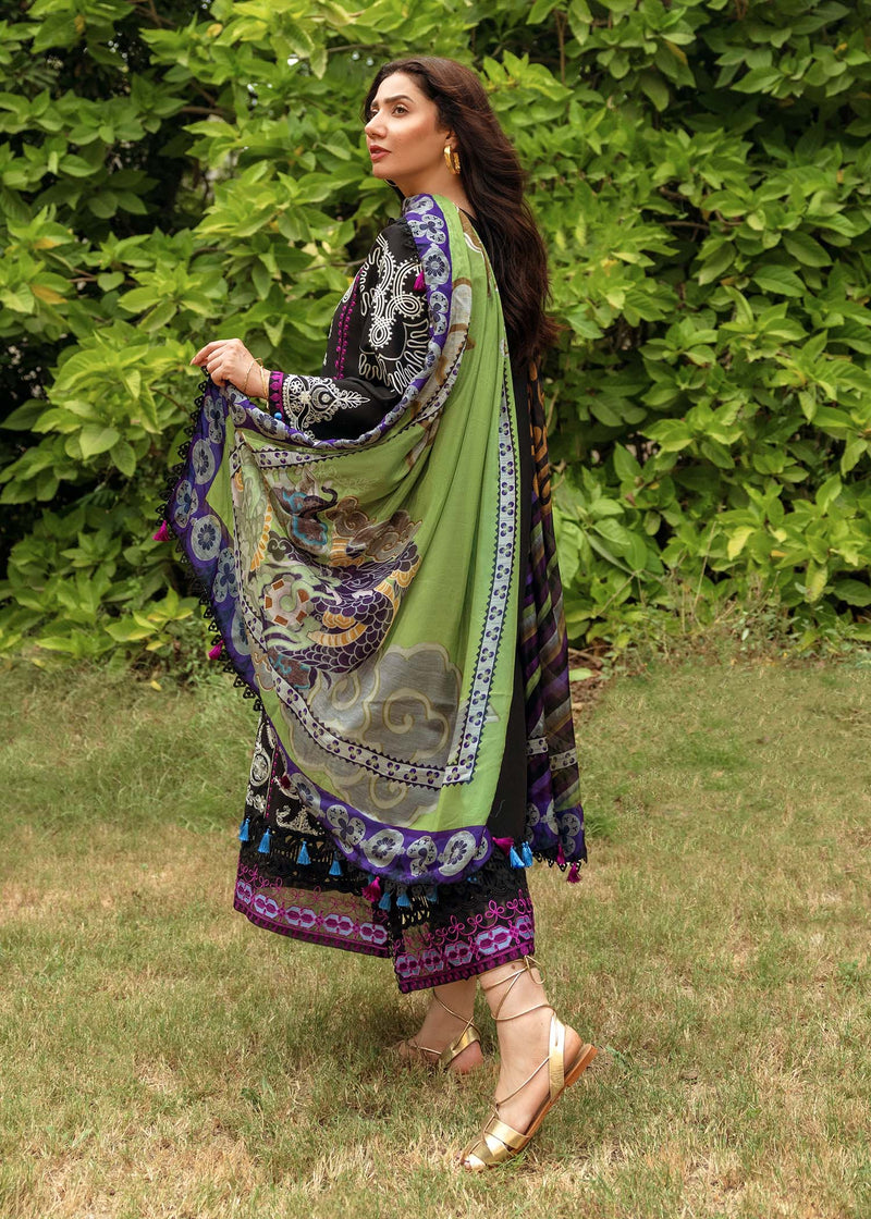 Siraa By Sadaf D # 113 - 01 | 3PC Luxury Lawn | Monark Print Dupatta