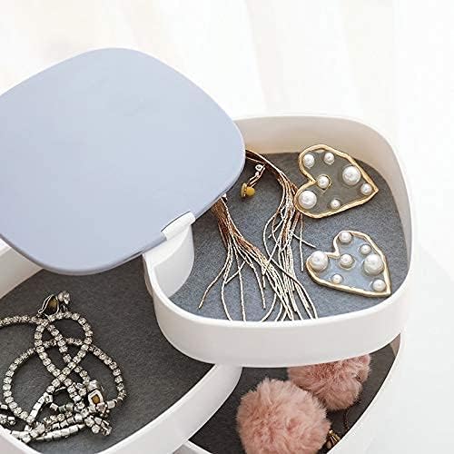 Rotating Jewelry Box, 4 Layer Jewelry Organizer with Built-in Mirror,