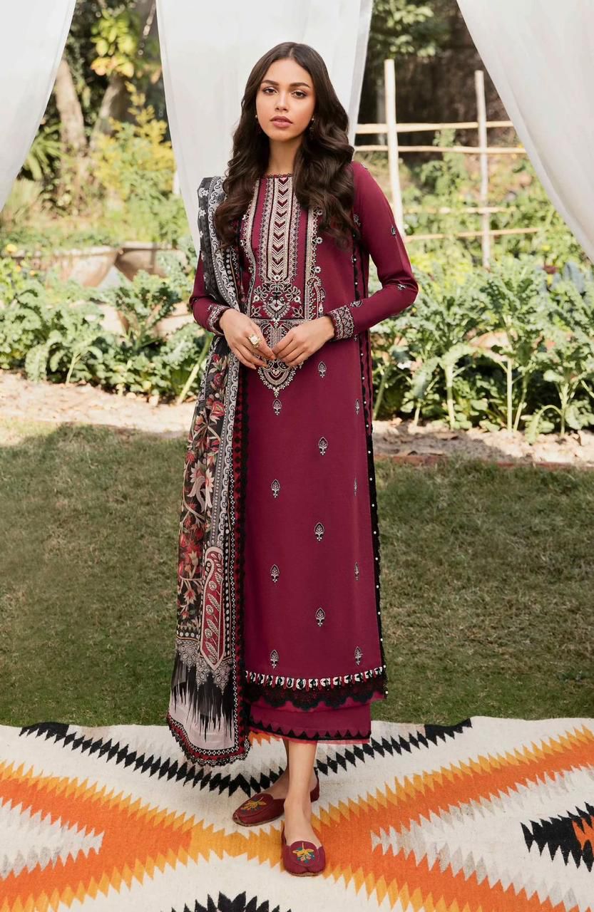 Jazmin D # 126 -01 | 3PC Luxury Lawn |  Digital Print Chiffon Dupatta