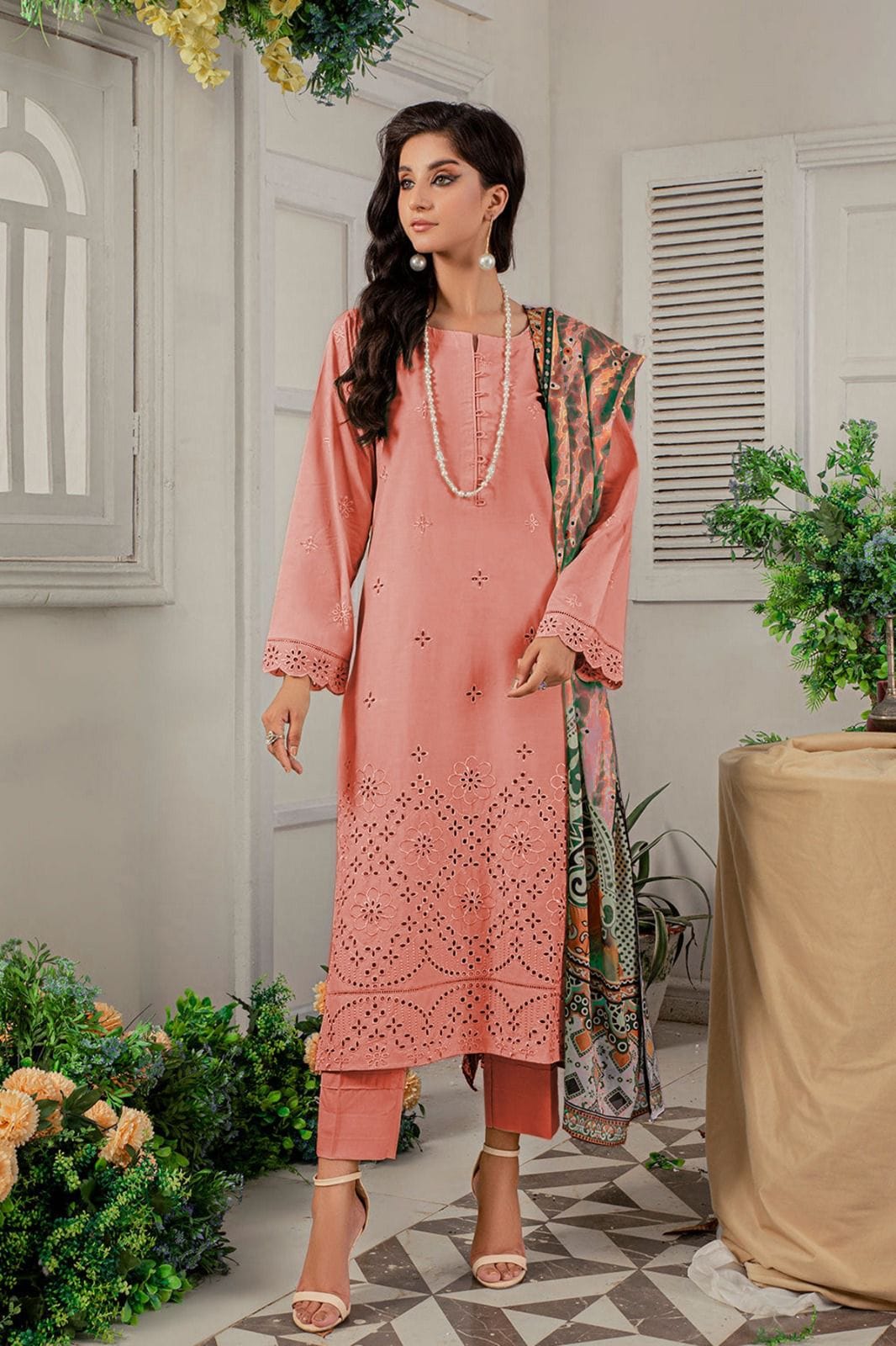 Stella D # 102 - 01 | 3PC Luxury Lawn | Monar Jaggard Print Duppata