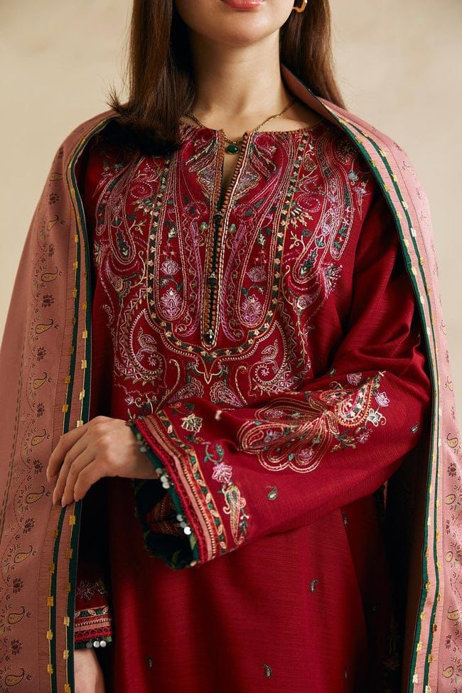 Coco By Zara Shahjahan D # 129 -01 | 3PC Luxury Lawn | Bamber Chiffon Embroidered Dupatta