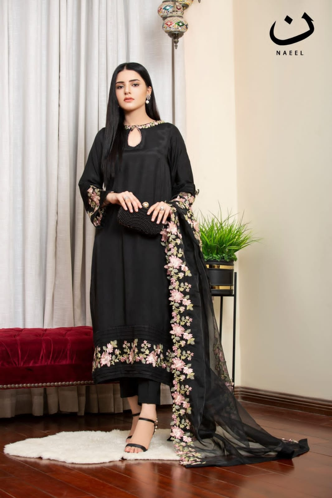 Rujhan D # 135 -01 | 3PC Luxury Lawn | Heavy Embroidered Bamber Chiffon Dupatta