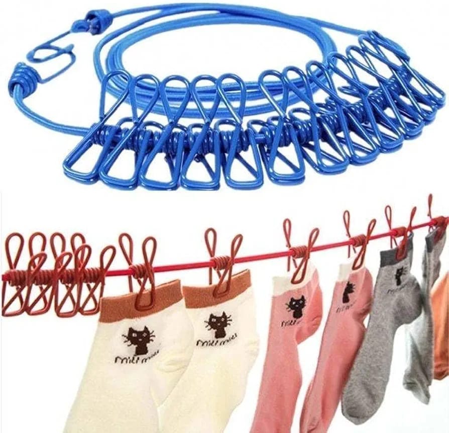 cloth line rope with 12 clips