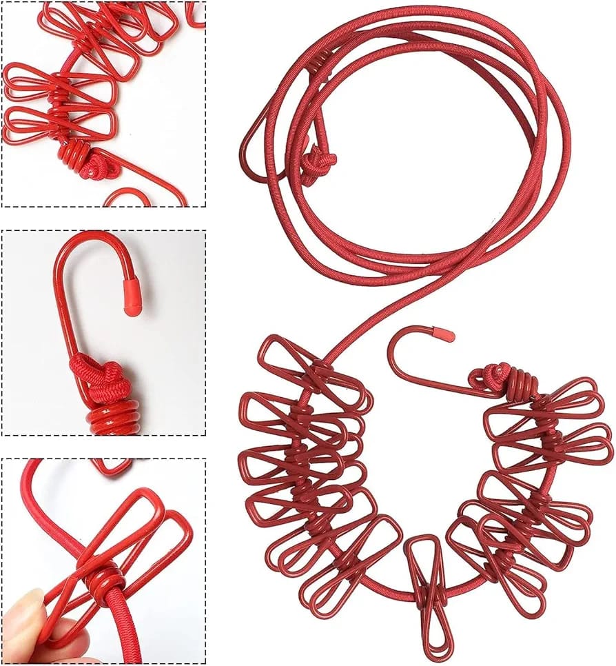 cloth line rope with 12 clips