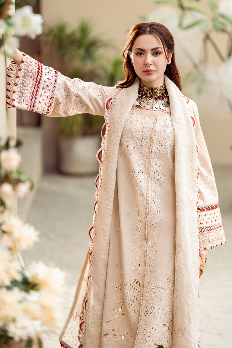 Qalamqar D # 165 - 01 | 3PC Luxury Lawn | Monar Embroidered Cutwork Dupatta