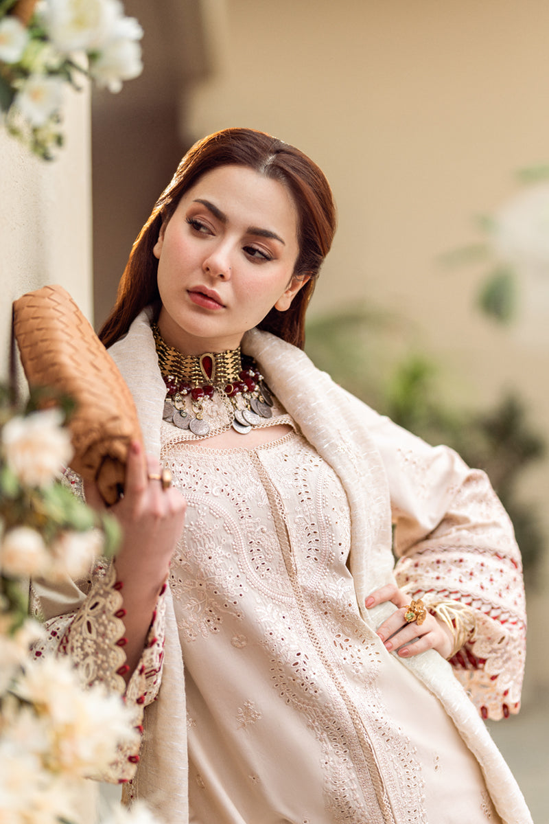 Qalamqar D # 165 - 01 | 3PC Luxury Lawn | Monar Embroidered Cutwork Dupatta