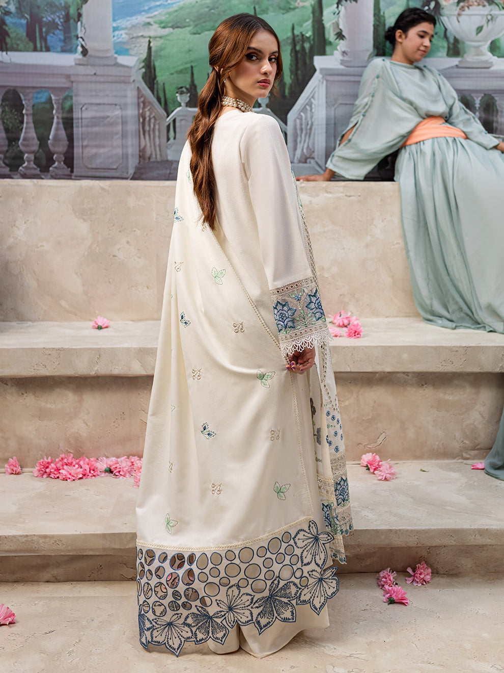 Jazmin D # 162 - 01 | 3PC Luxury Lawn | Lawn Laser cut Embroidered Dupatta