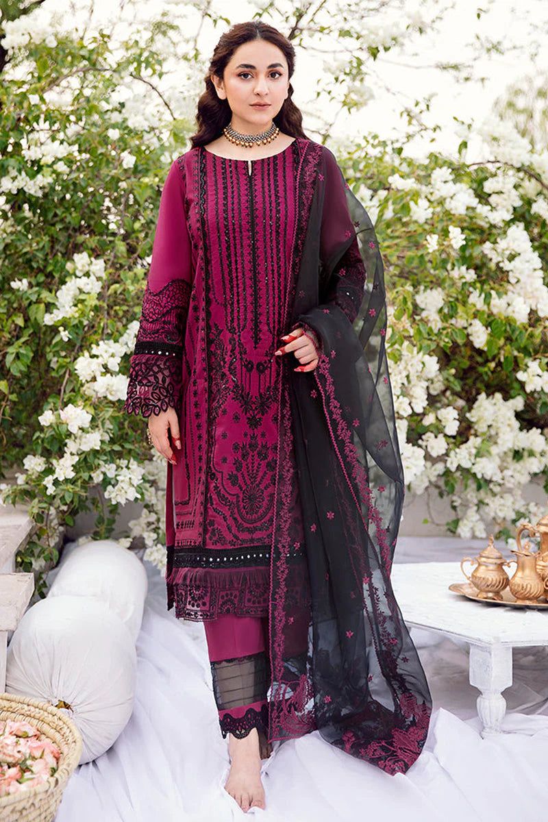 Maria B D # 138 -01 | 3PC Luxury Lawn | Heavy Embroidered Organza Dupatta